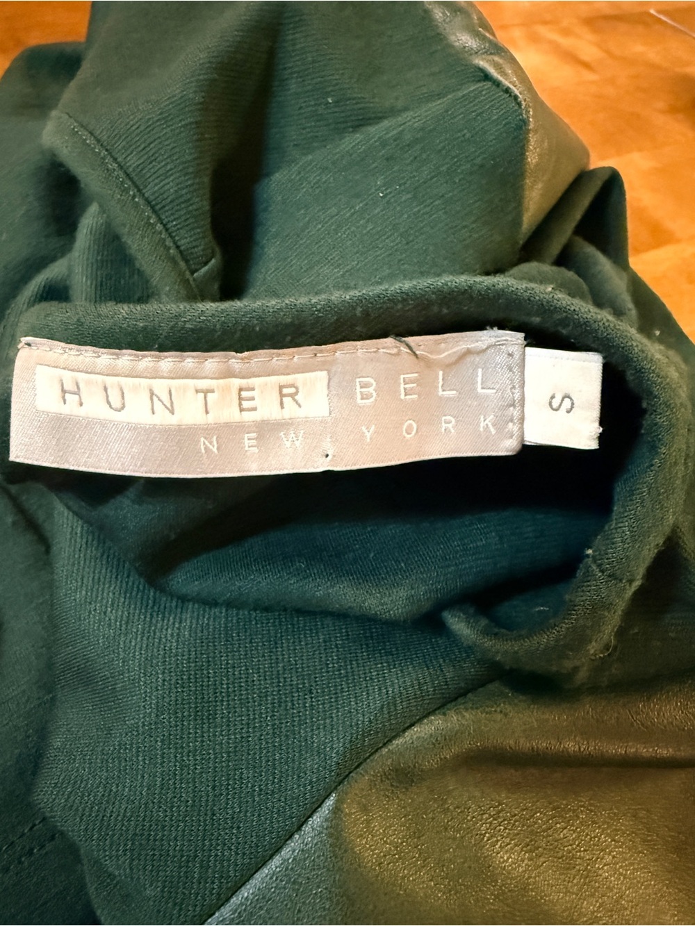 Hunter Bell New York Green Genuine Leather Sleeve Top Shirt Size - Picture 10 of 10